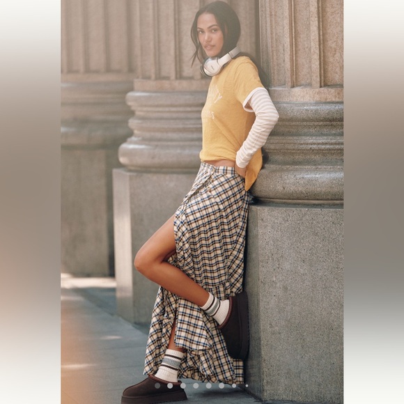 Anthropologie Dresses & Skirts - Anthropologie seamed plaid wrap maxi skirt